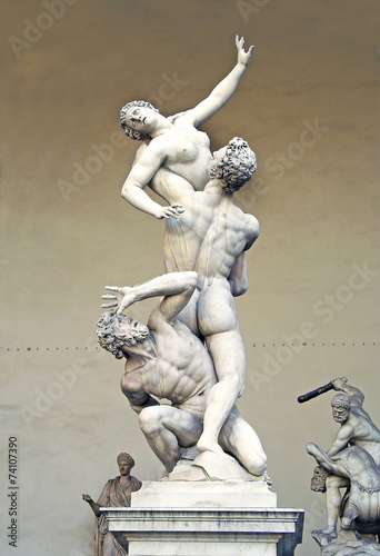 Florence, Piazza della Signoria, sculpture Rape of the Sabines photo