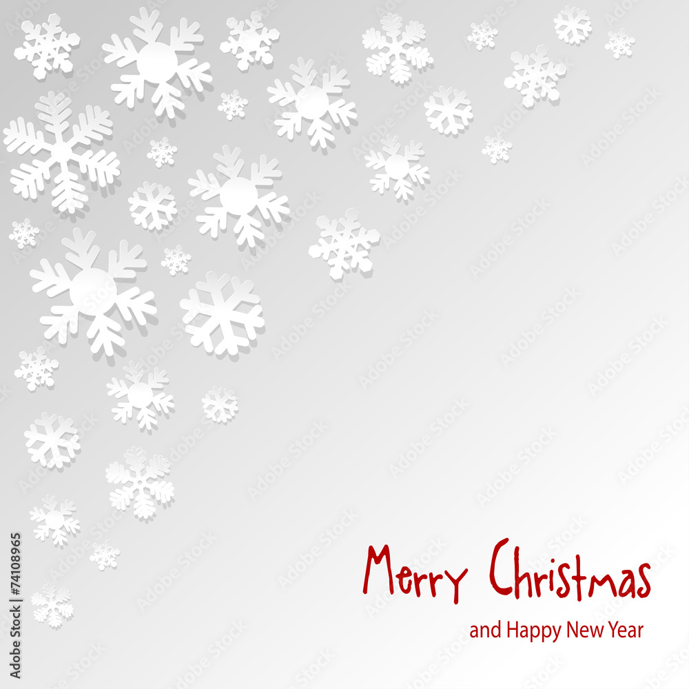 Merry Christmas Postkarte Schnee Schneeflocke white