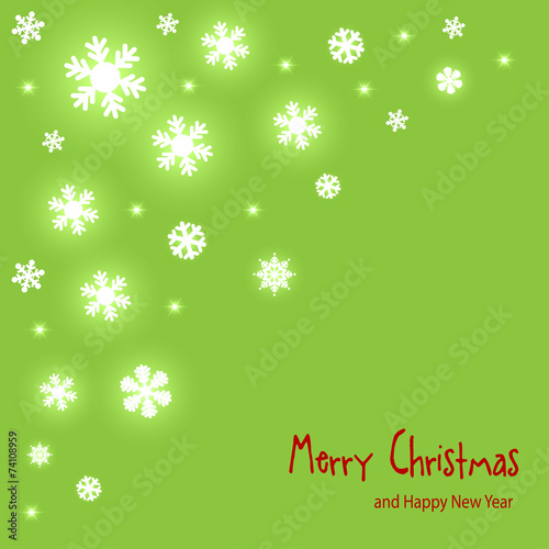 Merry Christmas Postkarte Schnee Schneeflocke green