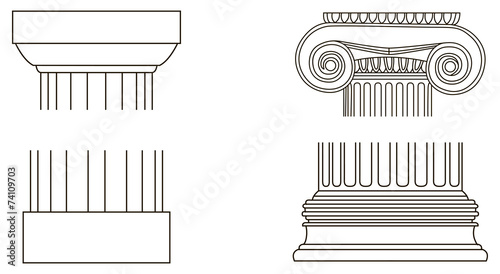 Set of old-style greece pillar column parts