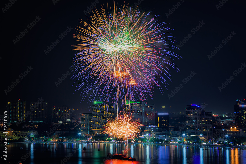 Fireworks new year celebration at Pattaya beach Fireworks new year celebration at Pattaya beach