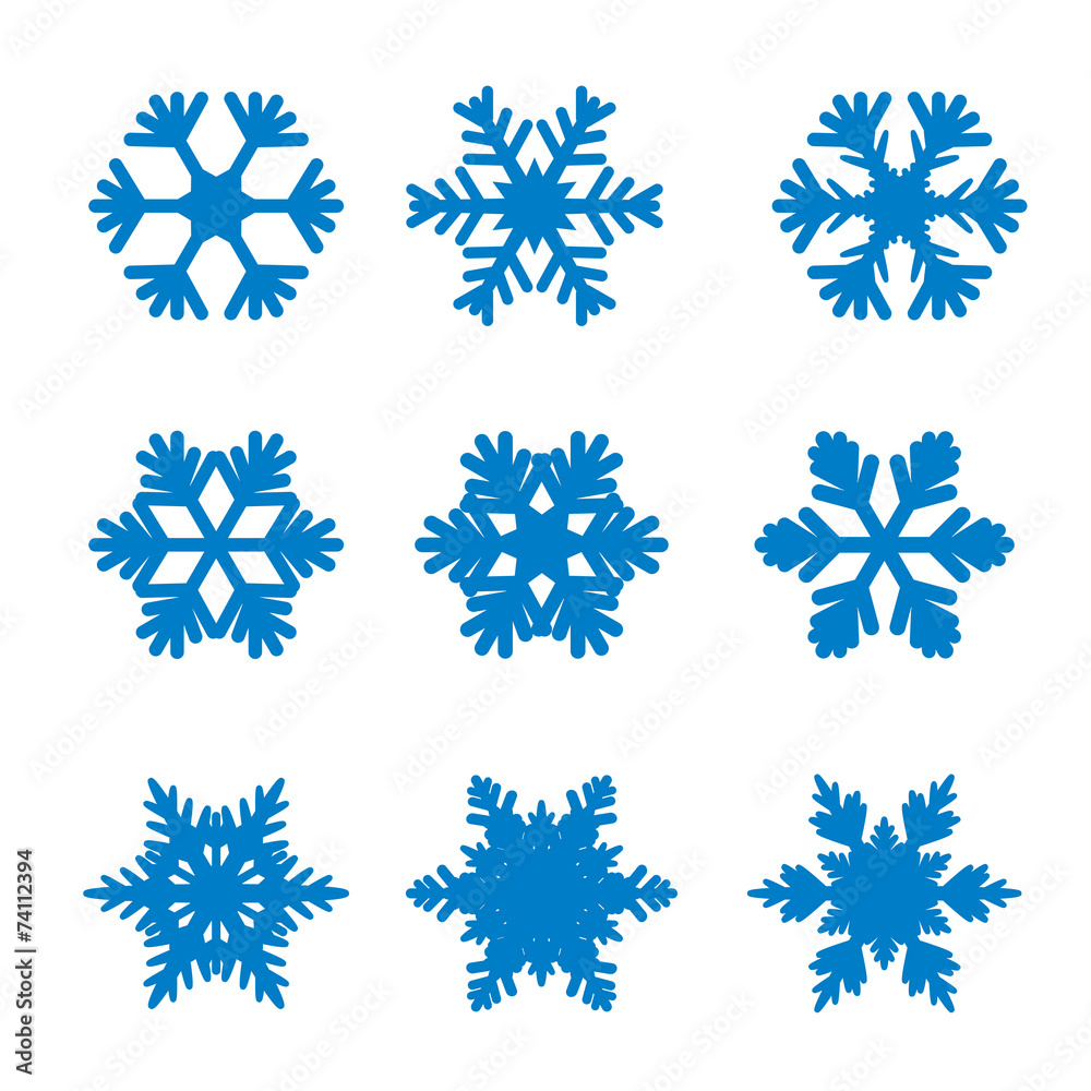 Set of blue snowflakes Set of blue snowflakes