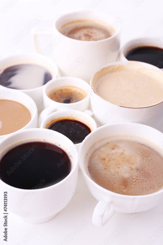 Lots of coffee cups on white background Lots of coffee cups on white background