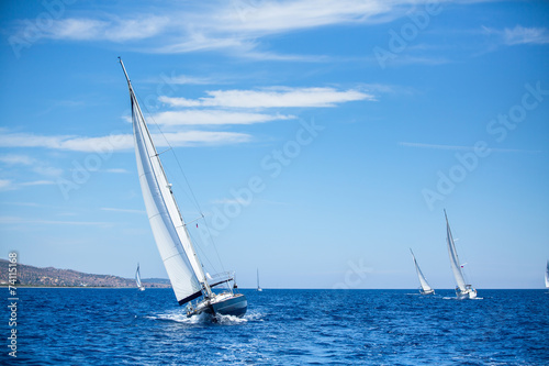 Sailing boats during a sea race. Yacht. Sailing.