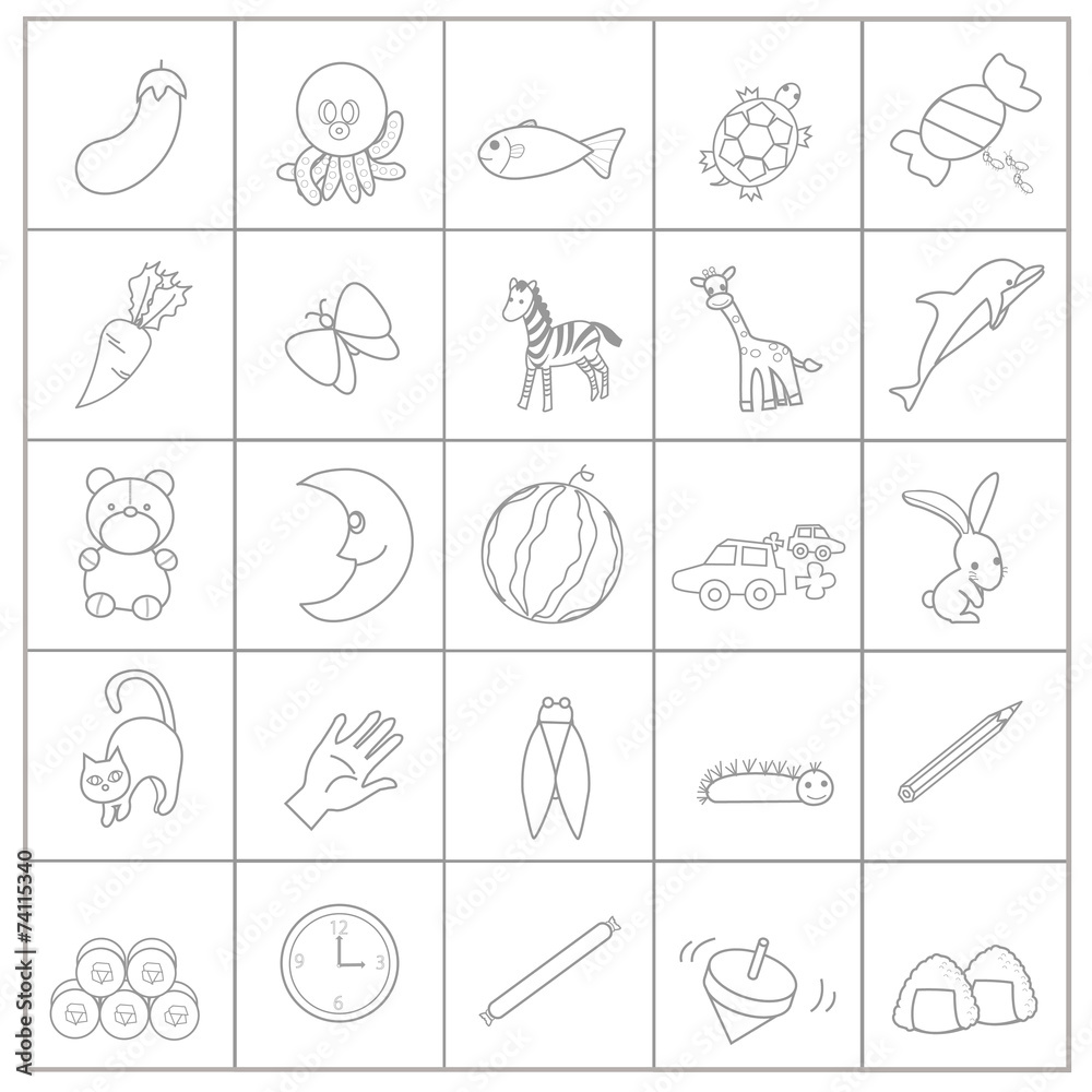 ひらがな五十音イラスト塗り絵 あ の Stock Illustration Adobe Stock