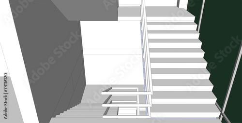 sketch design of interior stair hall,vector