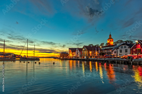 Obraz na płótnie Stavanger at night - Charming town in the Norway. w salonie