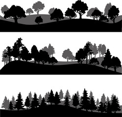 Leinwandbilder Schwarz set of different landscape with trees  © cat_arch_angel