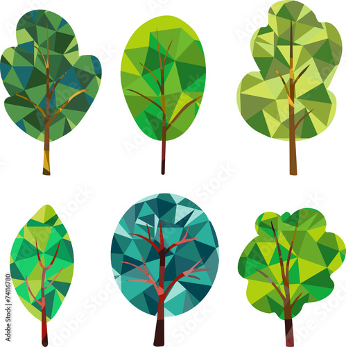 Triangle polygonal silhouettes of trees