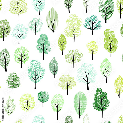 seamless pattern with different trees