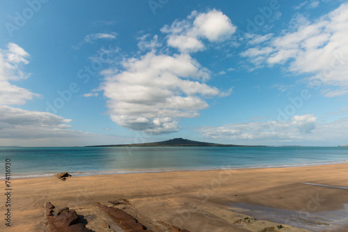 Hauraki Gulf with Rangitoto Island on horizon photo