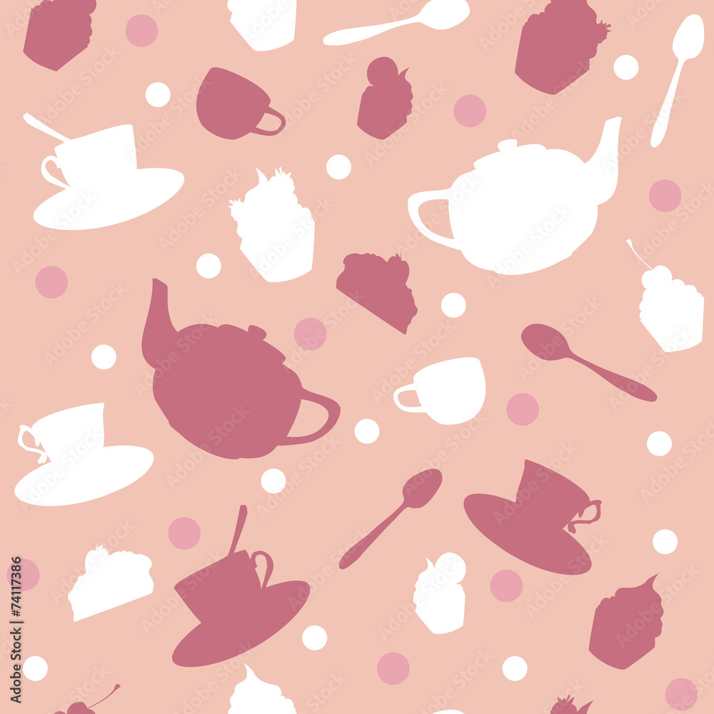 seamless vector pattern with cups and teaspots seamless vector pattern with cups and teaspots