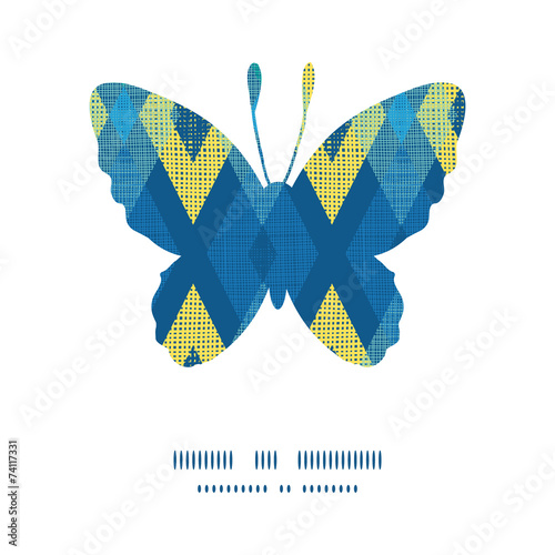 Vector colorful fabric ikat diamond butterfly silhouette pattern