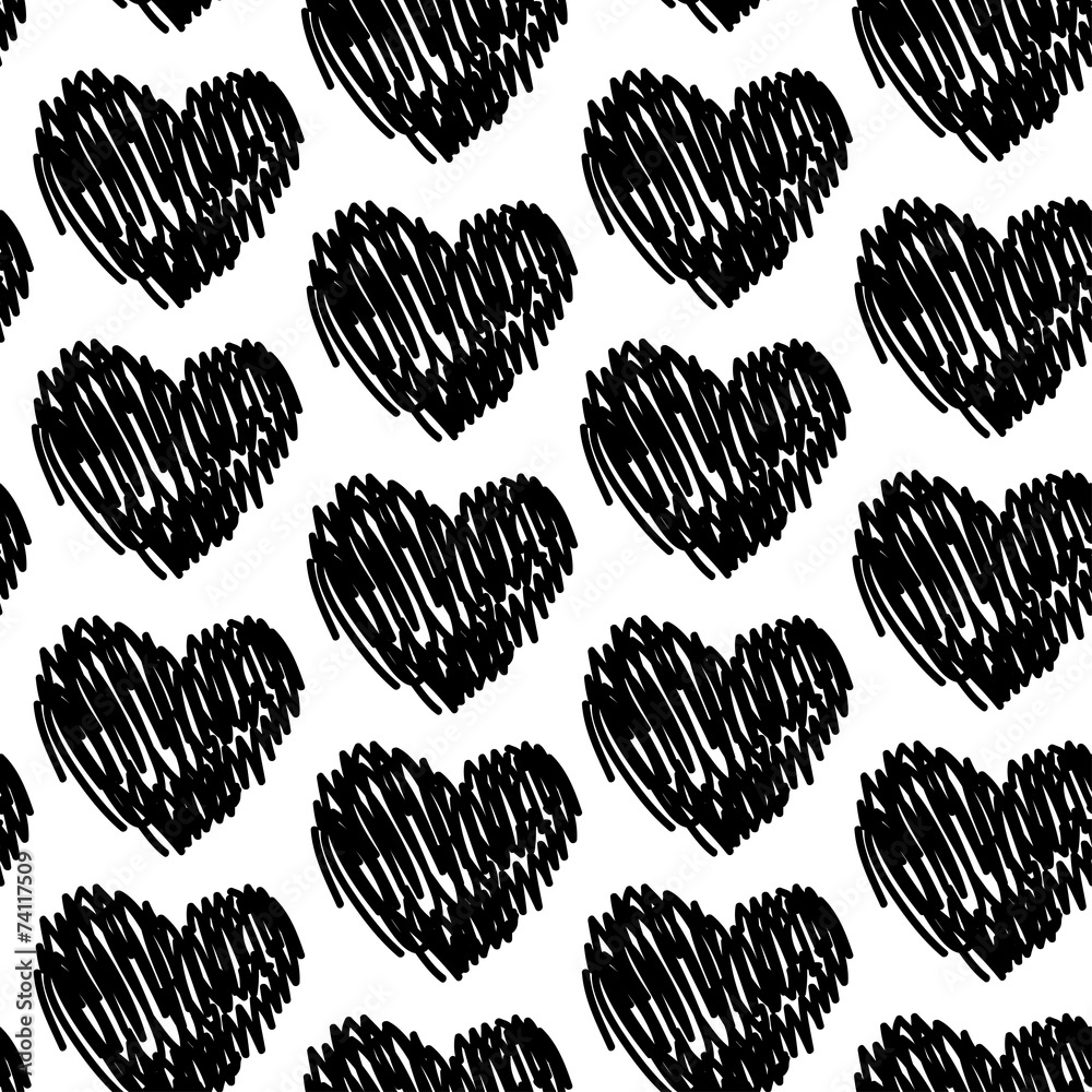 seamless pattern with hearts black and white. Vector seamless pattern with hearts black and white. Vector