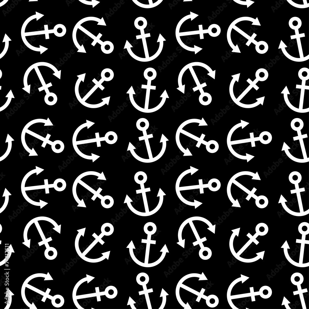 Fototapeta Jednolite tło kotwice morskie czarno białe tło