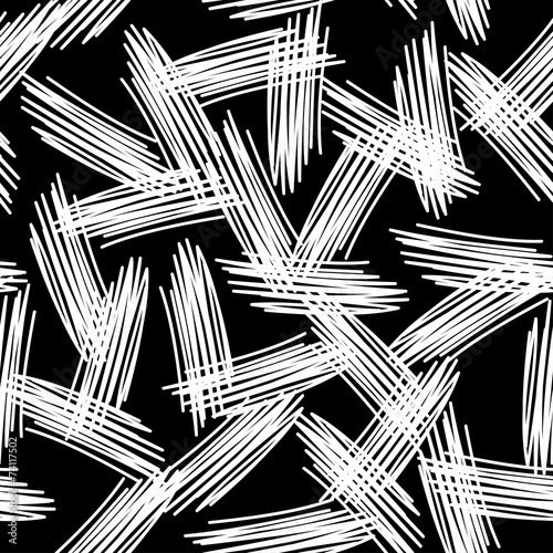 Abstract grunge texture seamless pattern. black white