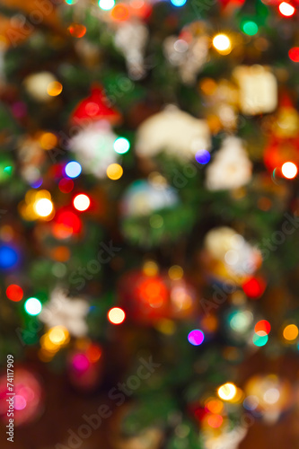 Blurred photography christmas tree - holiday background