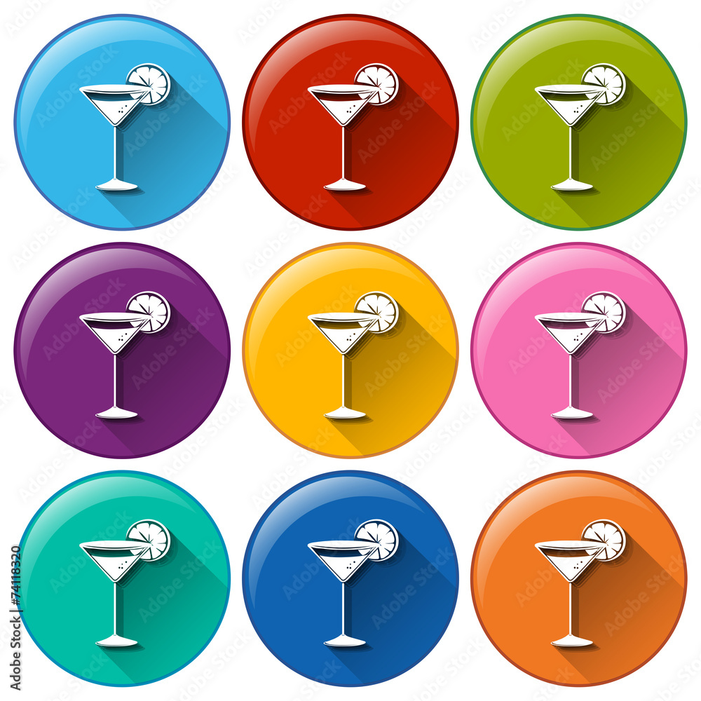 Buttons with wineglasses Buttons with wineglasses