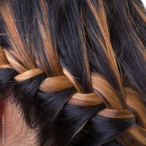 braid long hair style on woman head
