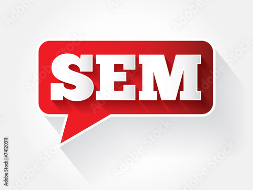 SEM (Search Engine Marketing) sign text message bubble