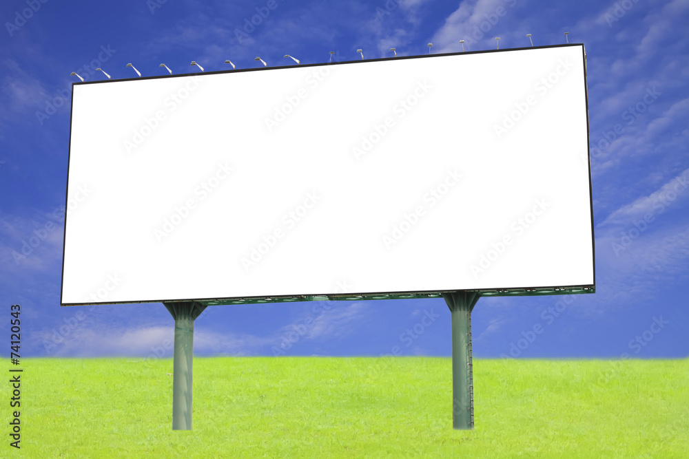 Blank billboard against blue sky for advertisement Blank billboard against blue sky for advertisement