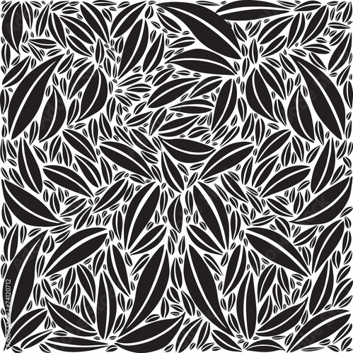 Fond Motif Feuillage Composition en Noir / Blanc