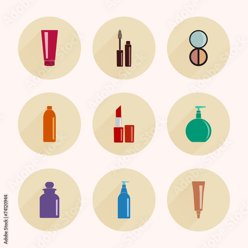 Makeup icons in flat style.