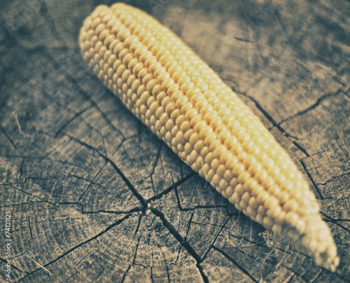 Corn on a wooden table