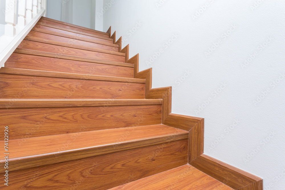 wooden staircase made from laminate wood in white modern house wooden staircase made from laminate wood in white modern house