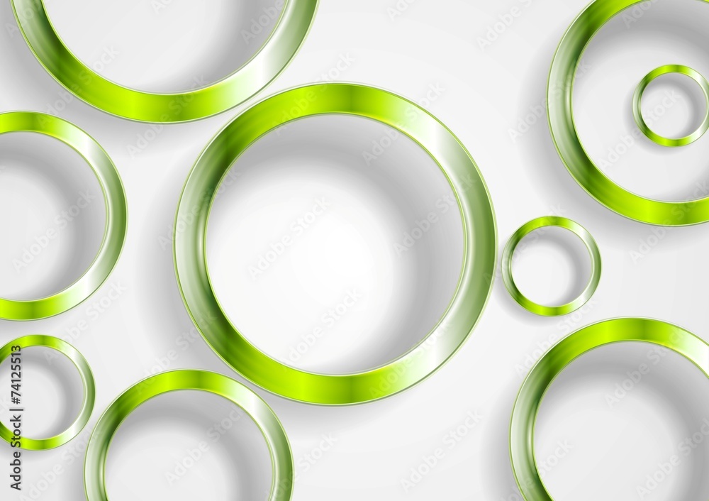Green shiny circles on white background Green shiny circles on white background