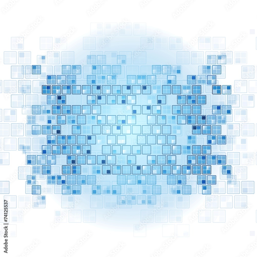 Fototapeta premium Blue tech squares on white background