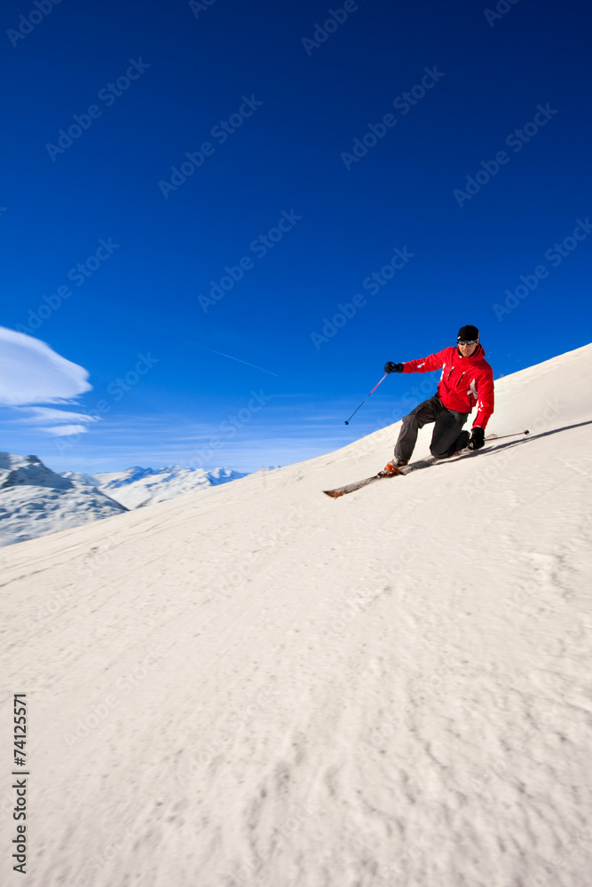 Young man skiing