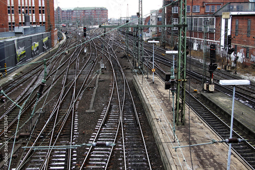System of railroad tracks near Hamburg Central railway station