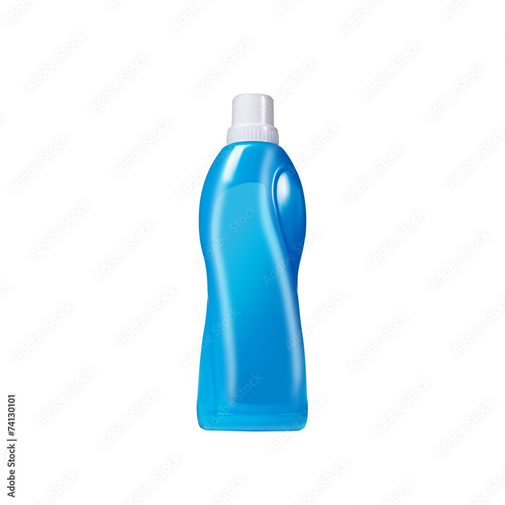 Softener in blue plastic bottle isolated on white Softener in blue plastic bottle isolated on white