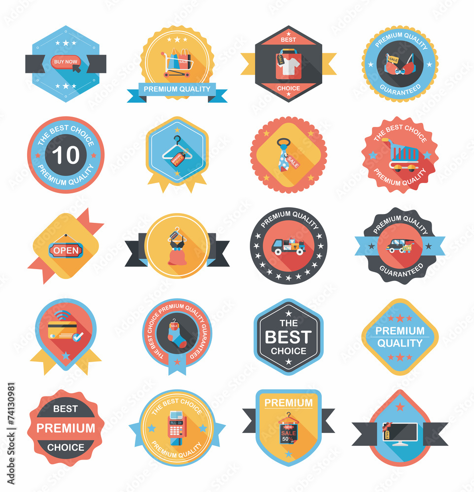 shopping badge banner flat design background set, eps10 shopping badge banner flat design background set, eps10