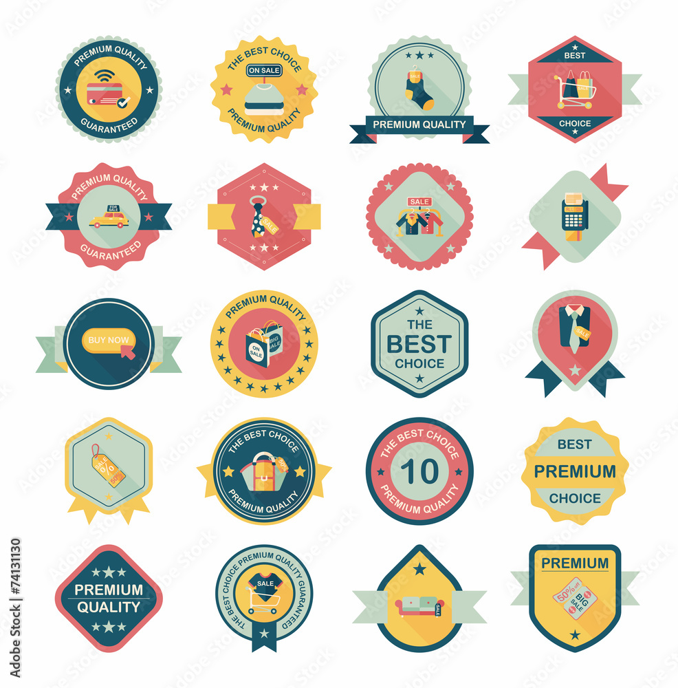 shopping badge banner flat design background set, eps10 shopping badge banner flat design background set, eps10