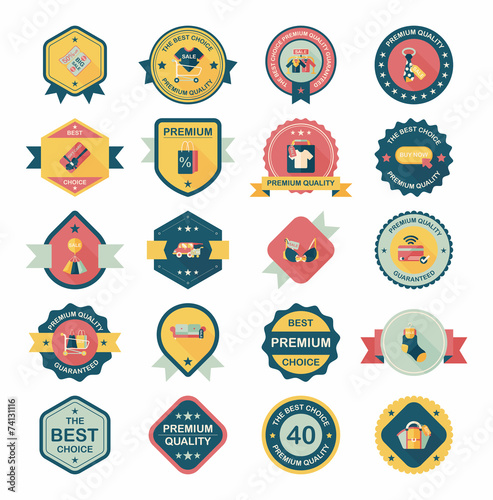 shopping badge banner flat design background set, eps10