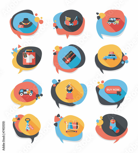 shopping speech bubble flat design background set, eps10