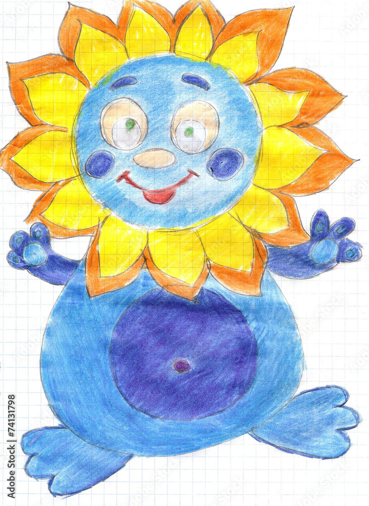 Fototapeta premium Drawing friendly monster