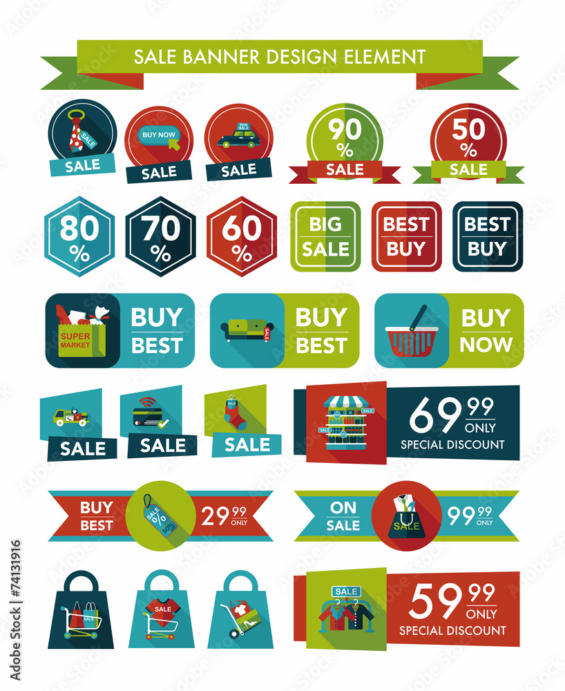 shopping sale banner flat design background set, eps10 shopping sale banner flat design background set, eps10
