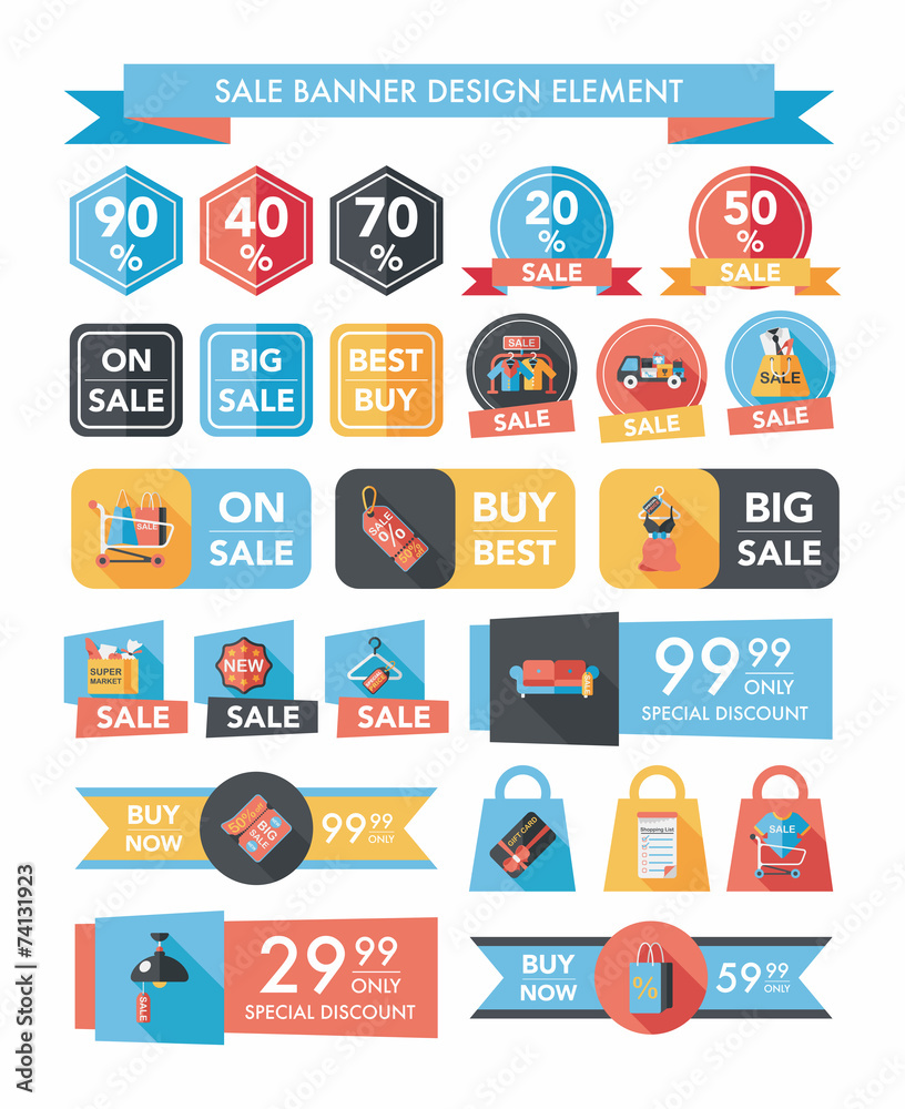 shopping sale banner flat design background set, eps10 shopping sale banner flat design background set, eps10
