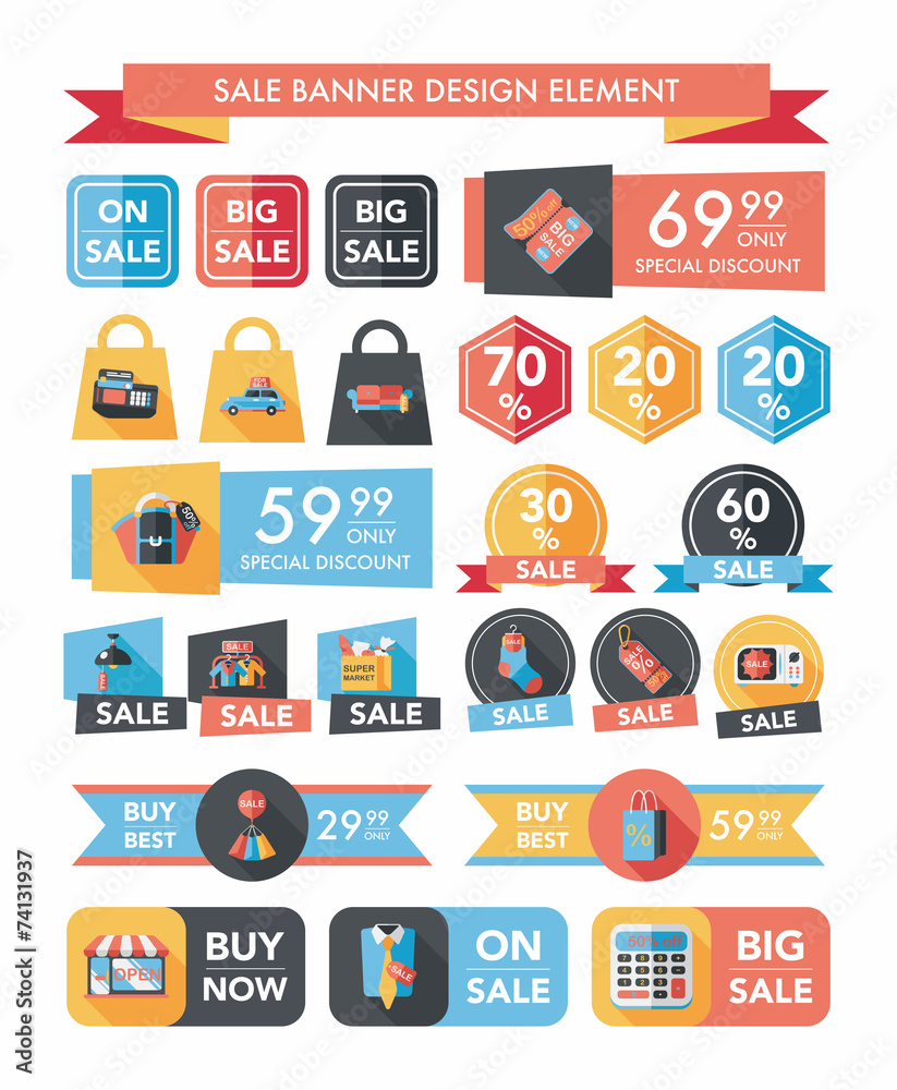 shopping sale banner flat design background set, eps10 shopping sale banner flat design background set, eps10