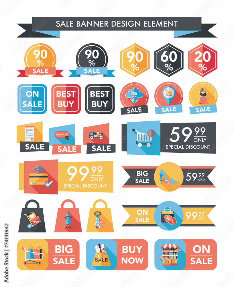 shopping sale banner flat design background set, eps10