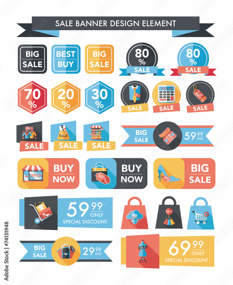 shopping sale banner flat design background set, eps10 shopping sale banner flat design background set, eps10
