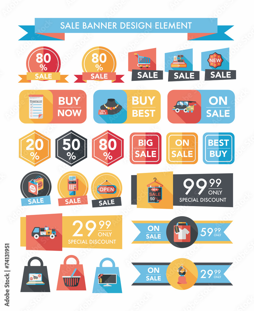 shopping sale banner flat design background set, eps10 shopping sale banner flat design background set, eps10
