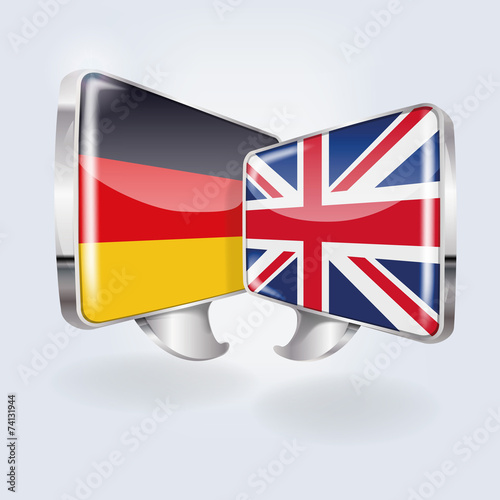 Sprechblasen mit deutsch und englisch