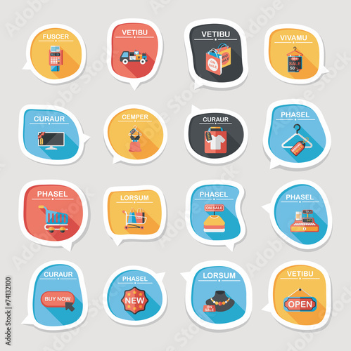 shopping speech bubble flat design background set, eps10