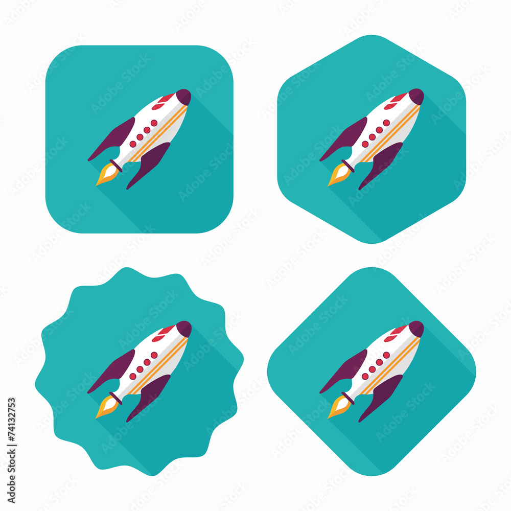 Space rocket flat icon with long shadow,eps10