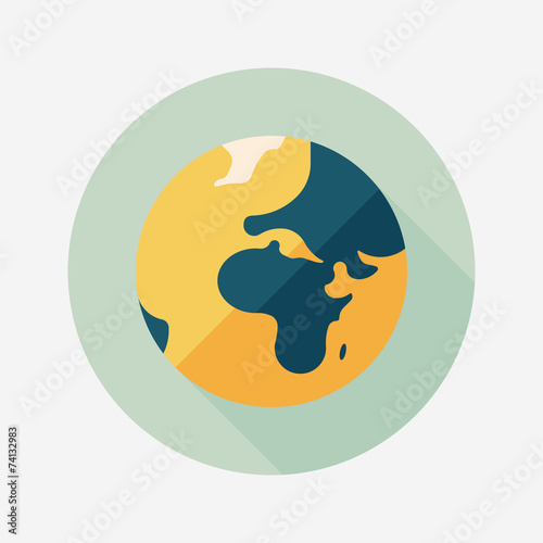 Space earth flat icon with long shadow,eps10