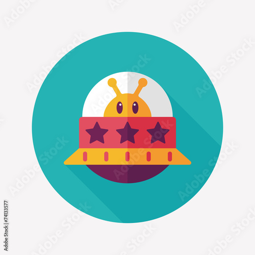 Space UFO flat icon with long shadow, eps10